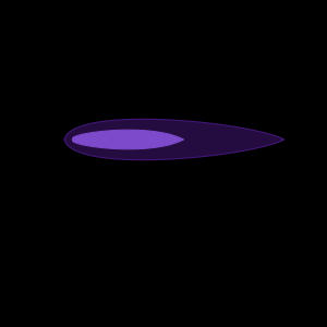 a purple vector image of a horizontal flame, like a rocket tail